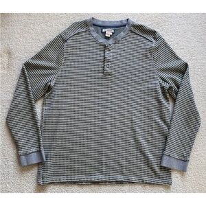 Carbon 2 Cobalt Thermal Henley Shirt Mens L Cotton Geo Pattern Pullover Comfort